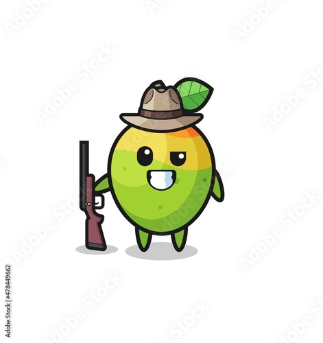 mango hunter mascot holding a gun