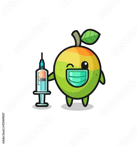 mango mascot as vaccinator