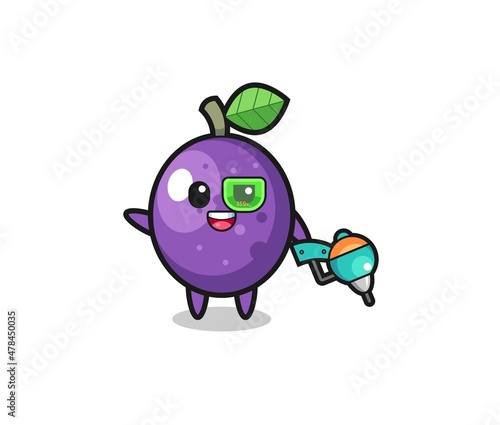 passion fruit cartoon as future warrior mascot