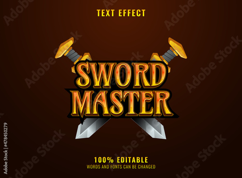 golden fantasy sword master rpg game logo text effect