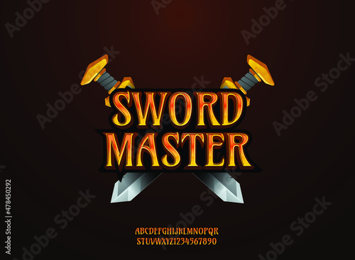 golden fantasy sword master rpg game logo text effect