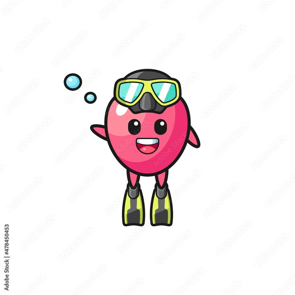 Obraz premium the heart symbol diver cartoon character