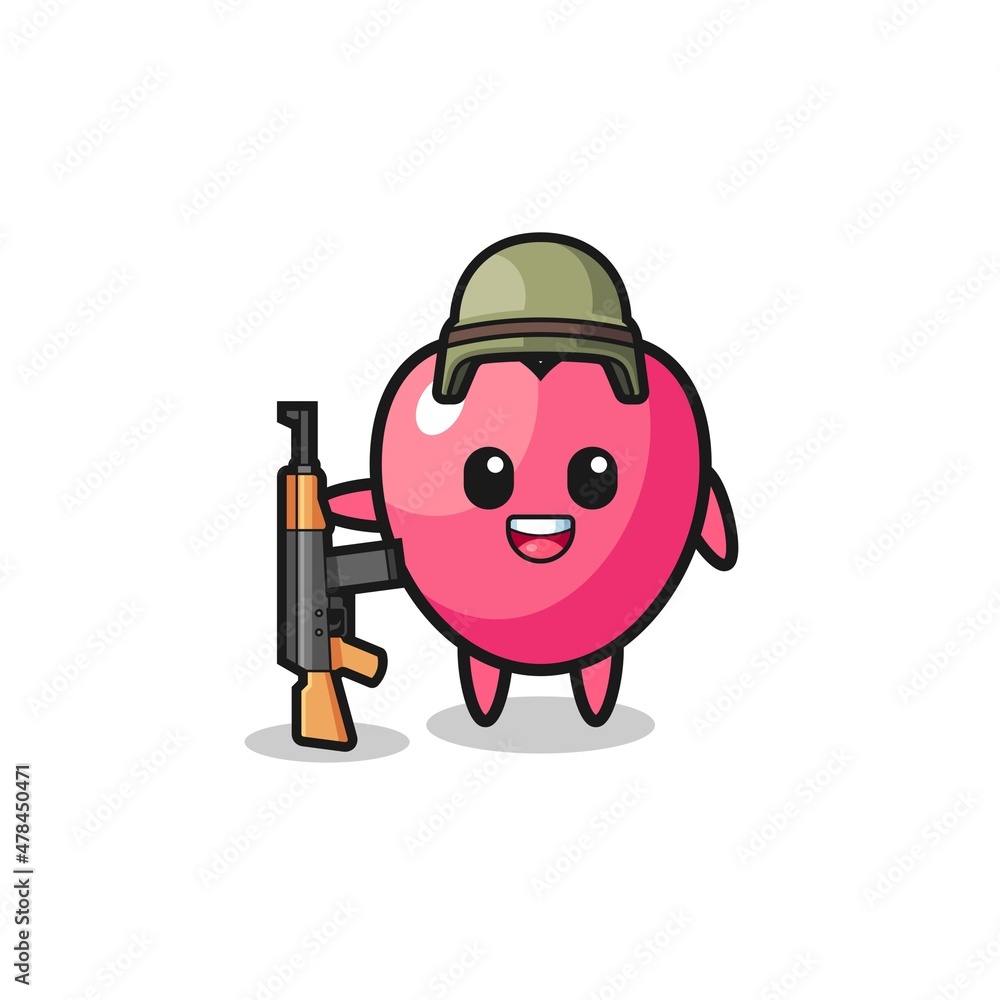 cute heart symbol mascot as a soldier
