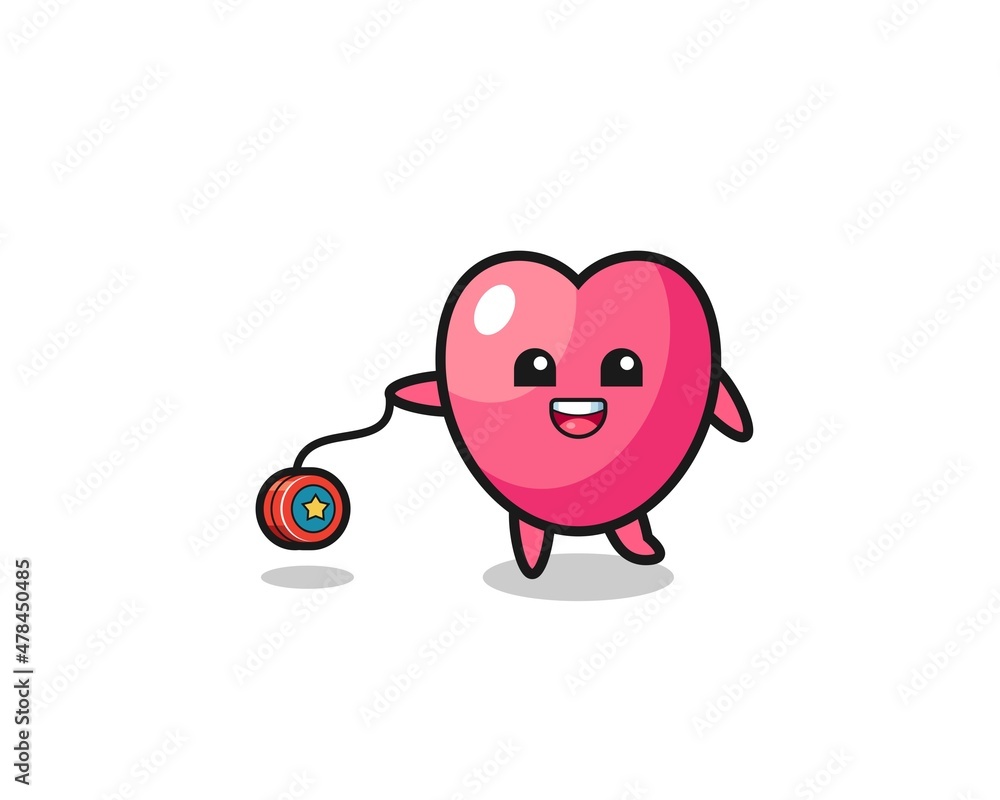 cartoon of cute heart symbol playing a yoyo cartoon of cute heart symbol playing a yoyo