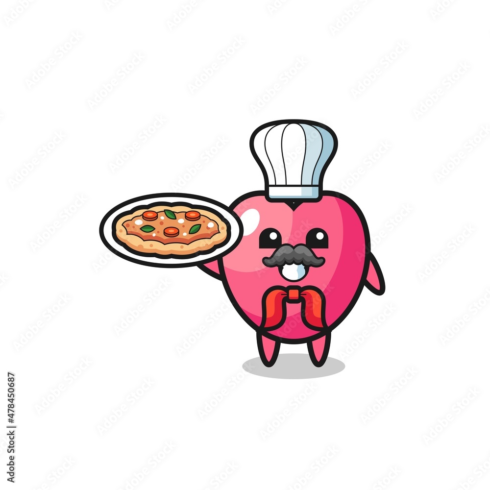 heart symbol character as Italian chef mascot heart symbol character as Italian chef mascot