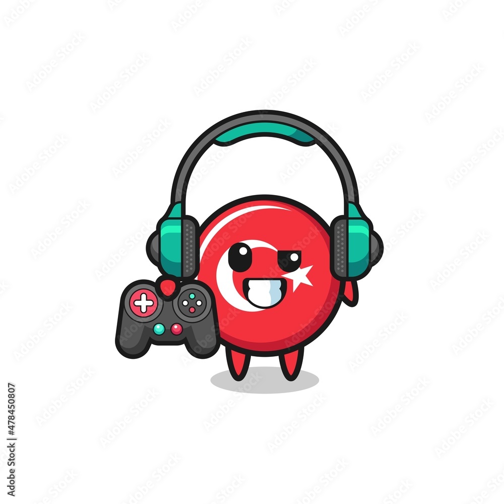 turkey flag gamer mascot holding a game controller turkey flag gamer mascot holding a game controller
