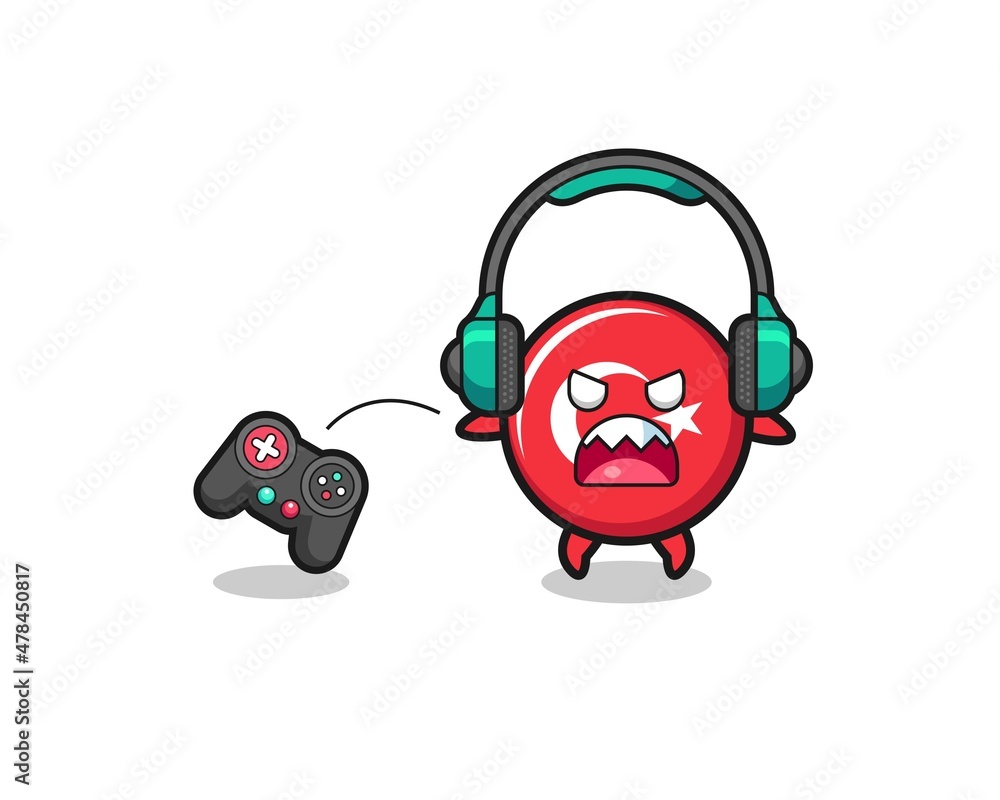 turkey flag gamer mascot is angry turkey flag gamer mascot is angry