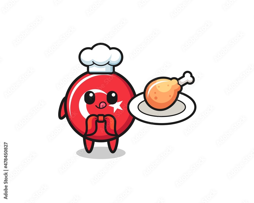 turkey flag fried chicken chef cartoon character turkey flag fried chicken chef cartoon character