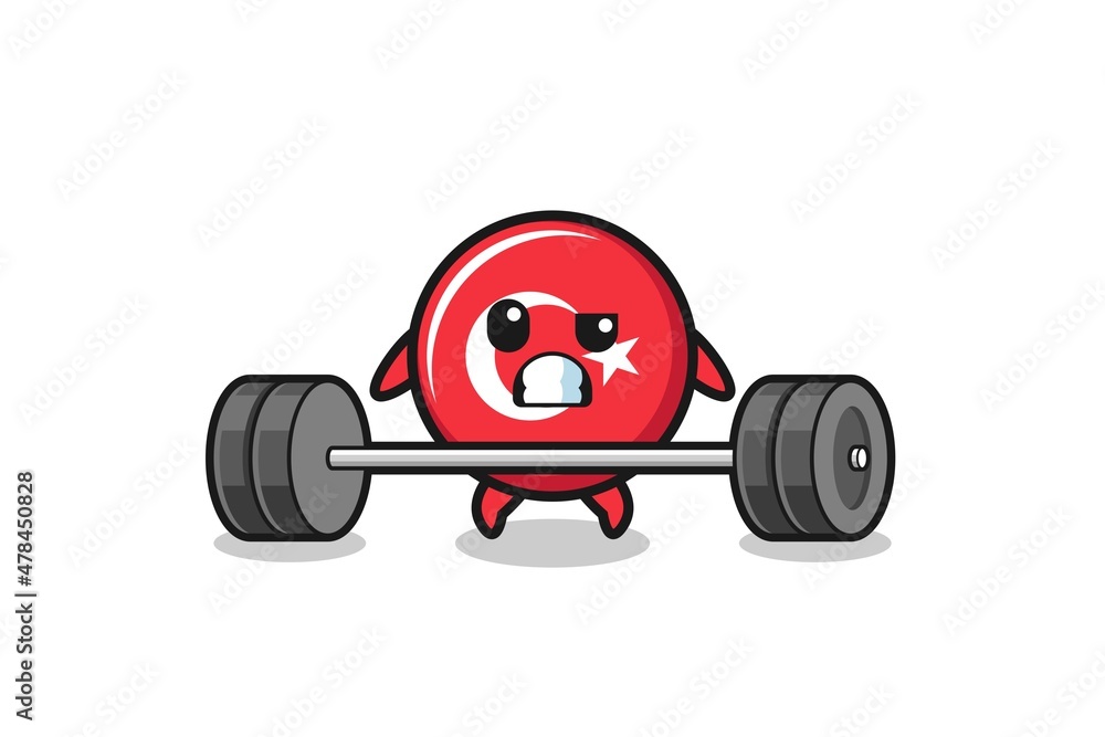 cartoon of turkey flag lifting a barbell cartoon of turkey flag lifting a barbell