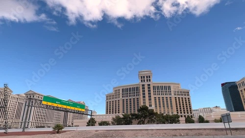 Driving past Caesars Palace hotel and casino on a sunny day in Las Vegas