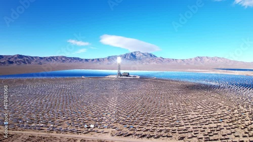 Ivanpah Solar Electric Generating System. Aerial view of a solar panel farm photo