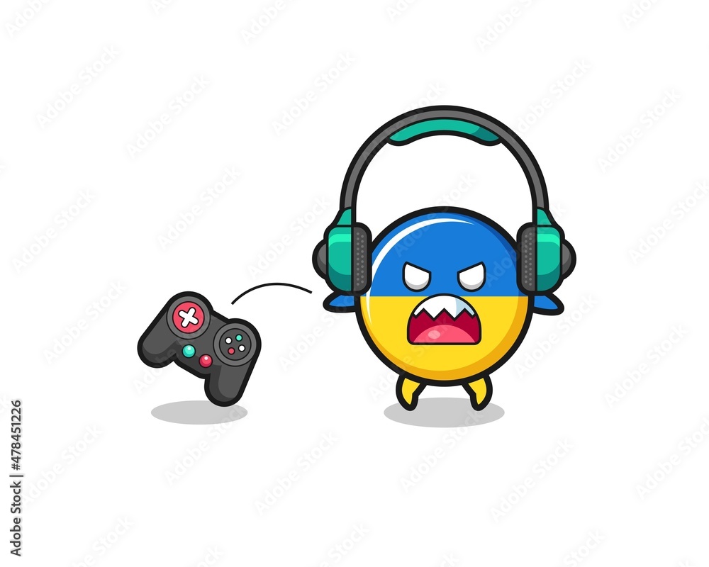 ukraine flag gamer mascot is angry ukraine flag gamer mascot is angry