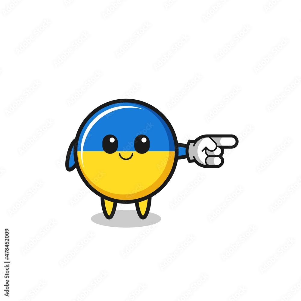 ukraine flag mascot with pointing right gesture ukraine flag mascot with pointing right gesture