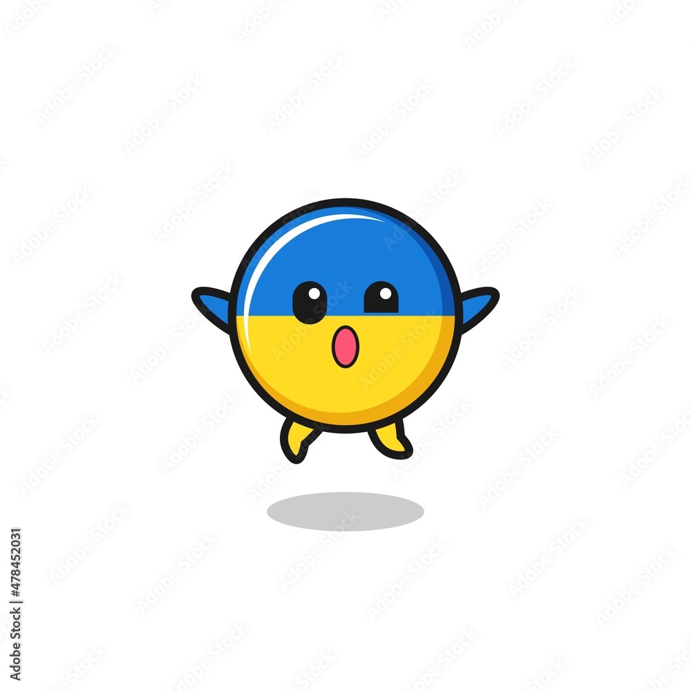 Fototapeta premium ukraine flag character is jumping gesture