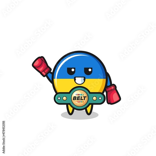 ukraine flag boxer mascot character
