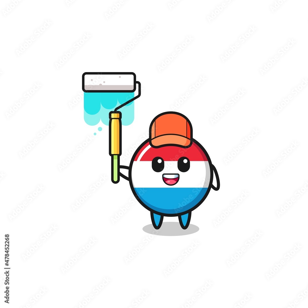 Fototapeta premium the luxembourg painter mascot with a paint roller