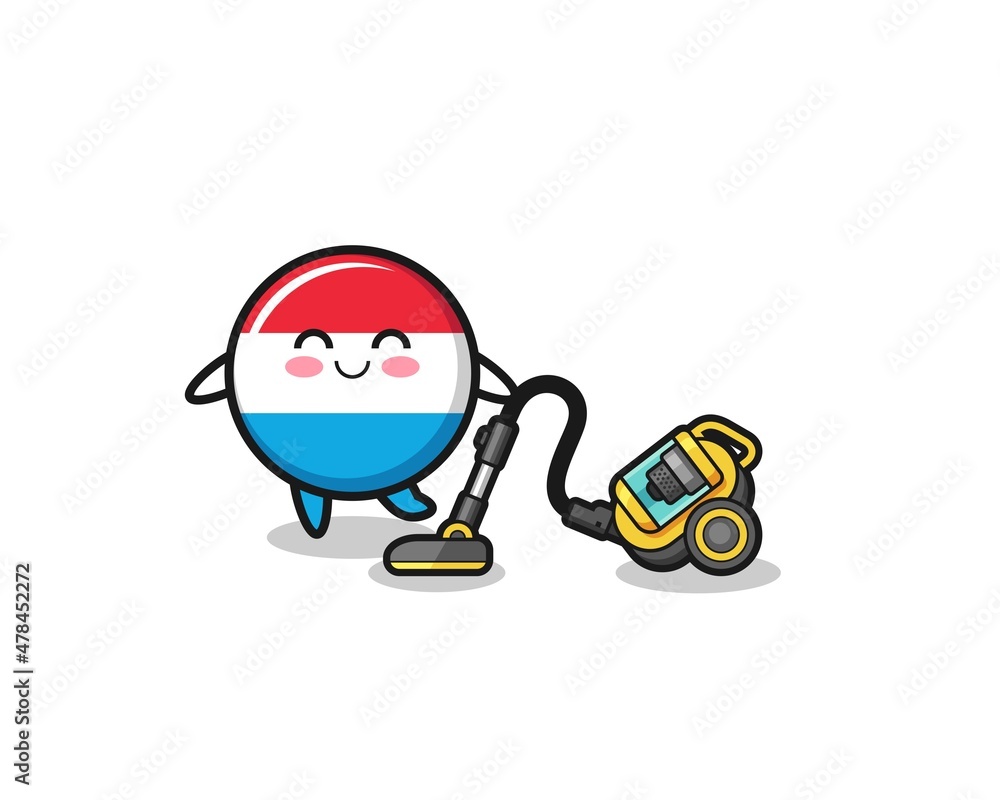 cute luxembourg holding vacuum cleaner illustration cute luxembourg holding vacuum cleaner illustration