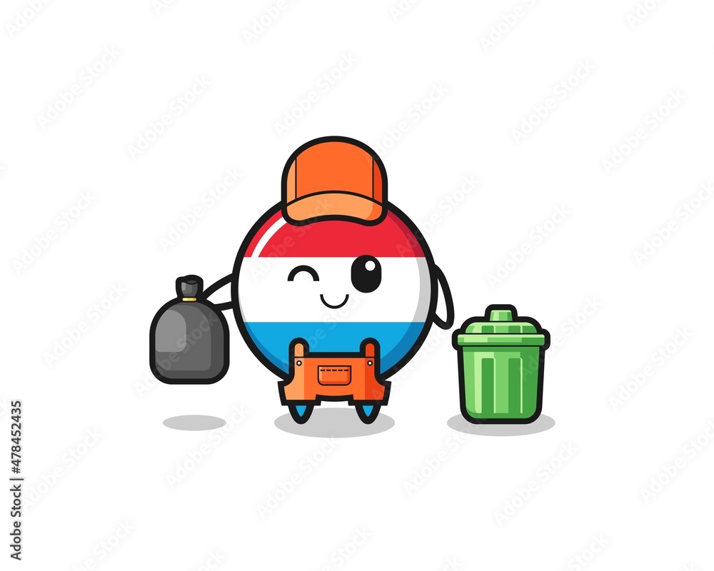 the mascot of cute luxembourg as garbage collector the mascot of cute luxembourg as garbage collector