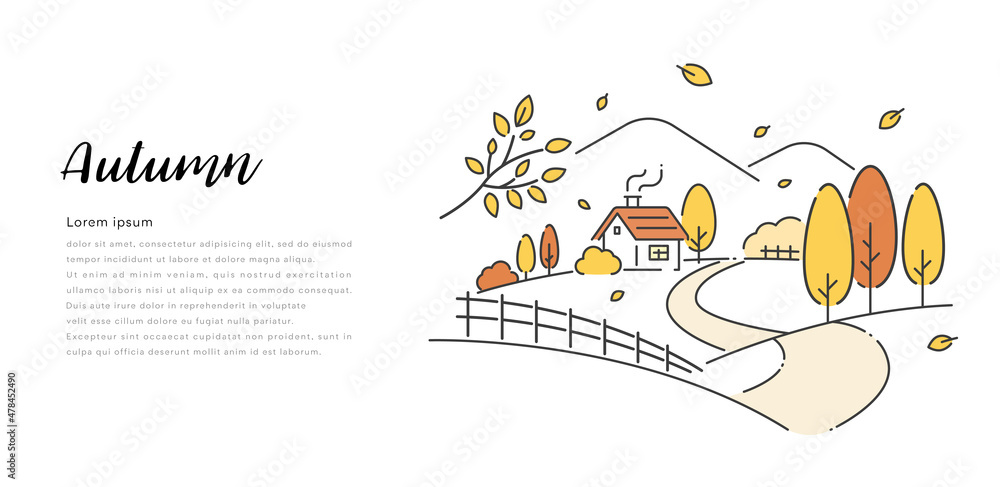 ベクターイラスト素材 秋の風景 景色 Stock ベクター Adobe Stock