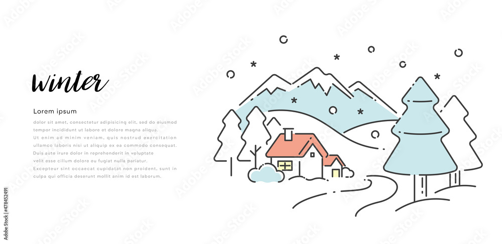 ベクターイラスト素材：冬の風景、景色
