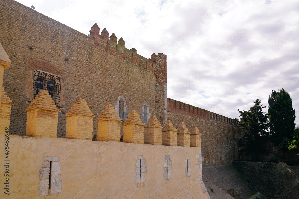 Perpignan ramparts wall of the palace of the kings of Mallorca medieval building