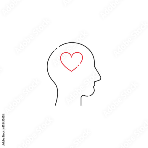 Heart in a human head linea...