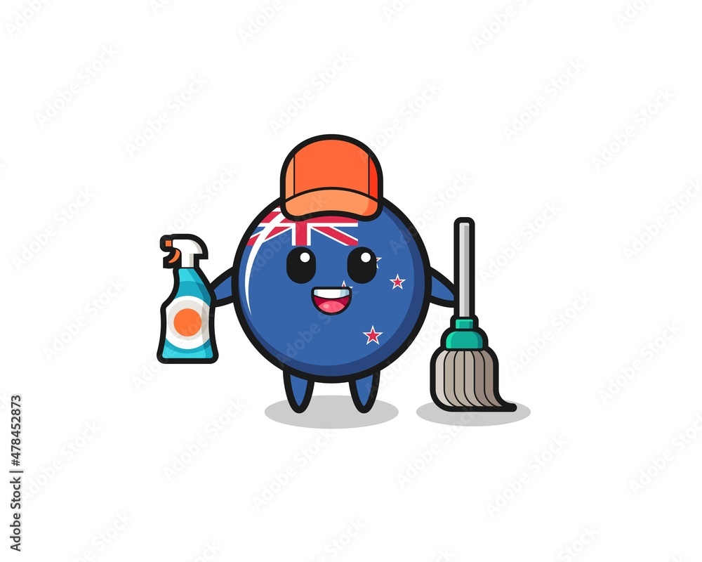 cute new zealand character as cleaning services mascot cute new zealand character as cleaning services mascot