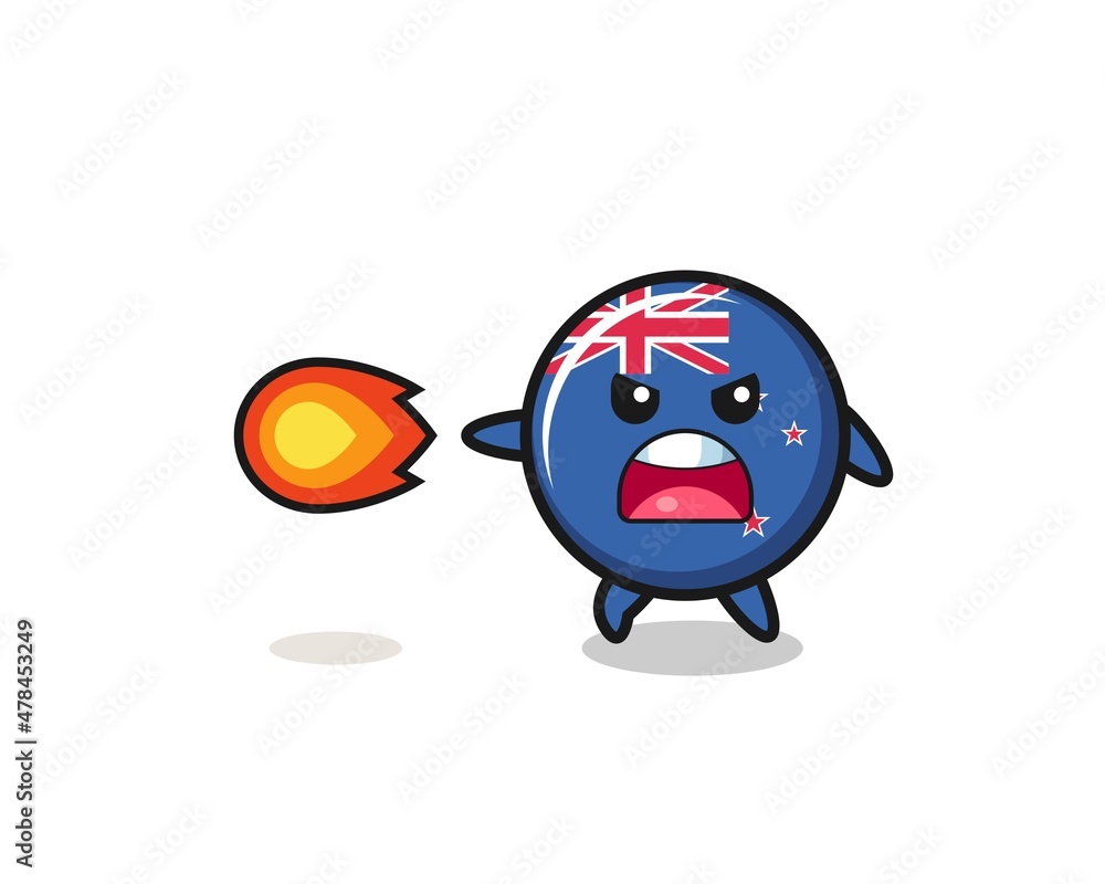 Fototapeta premium cute new zealand mascot is shooting fire power