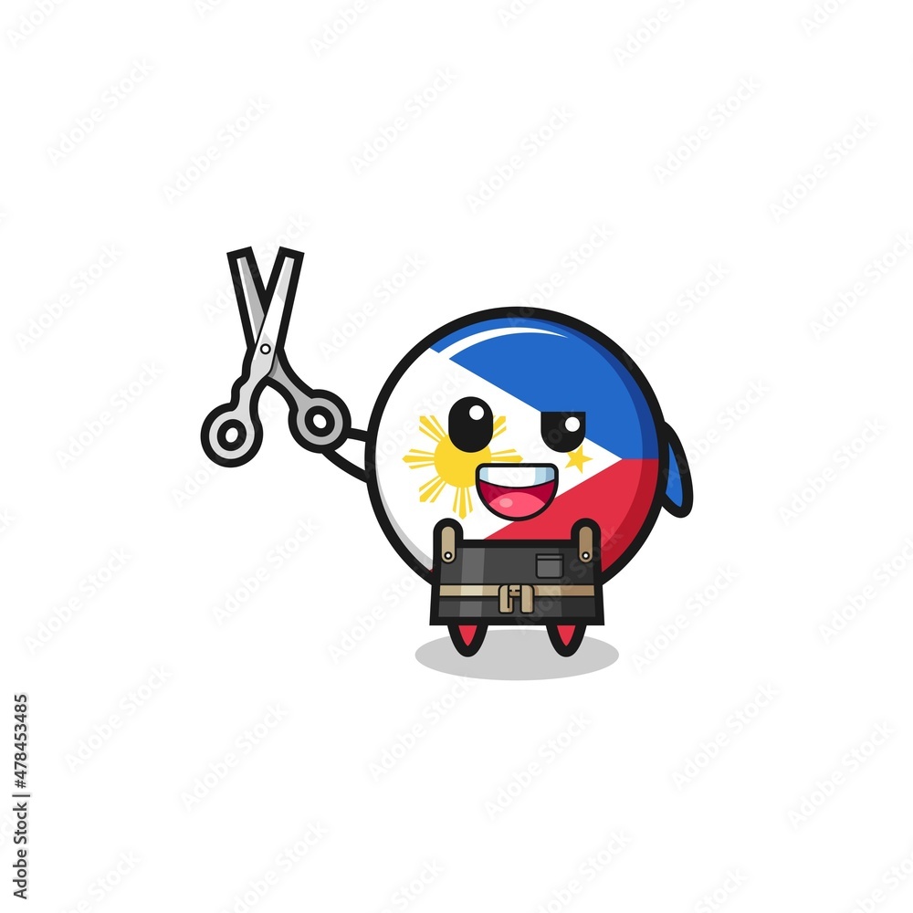 Obraz premium philippines flag character as barbershop mascot