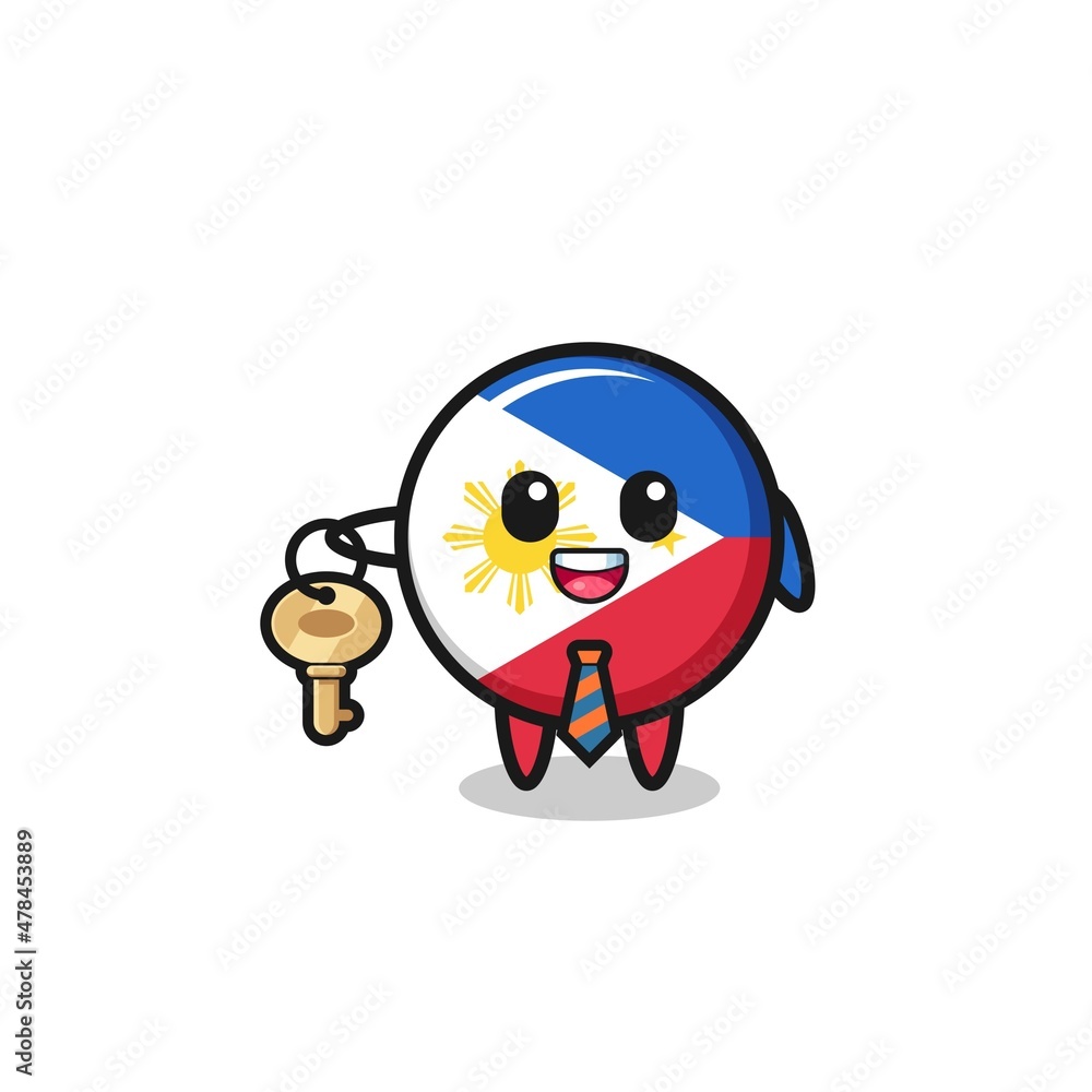 cute philippines flag as a real estate agent mascot