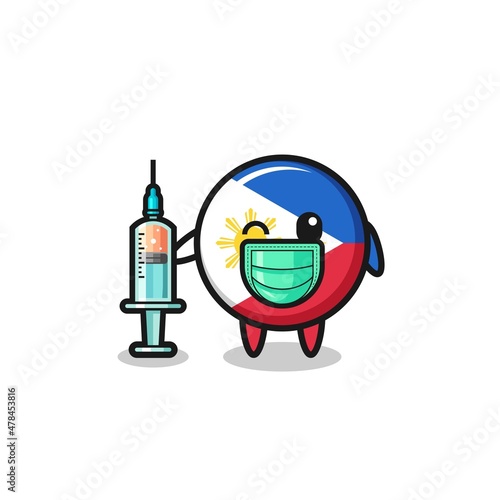 philippines flag mascot as vaccinator