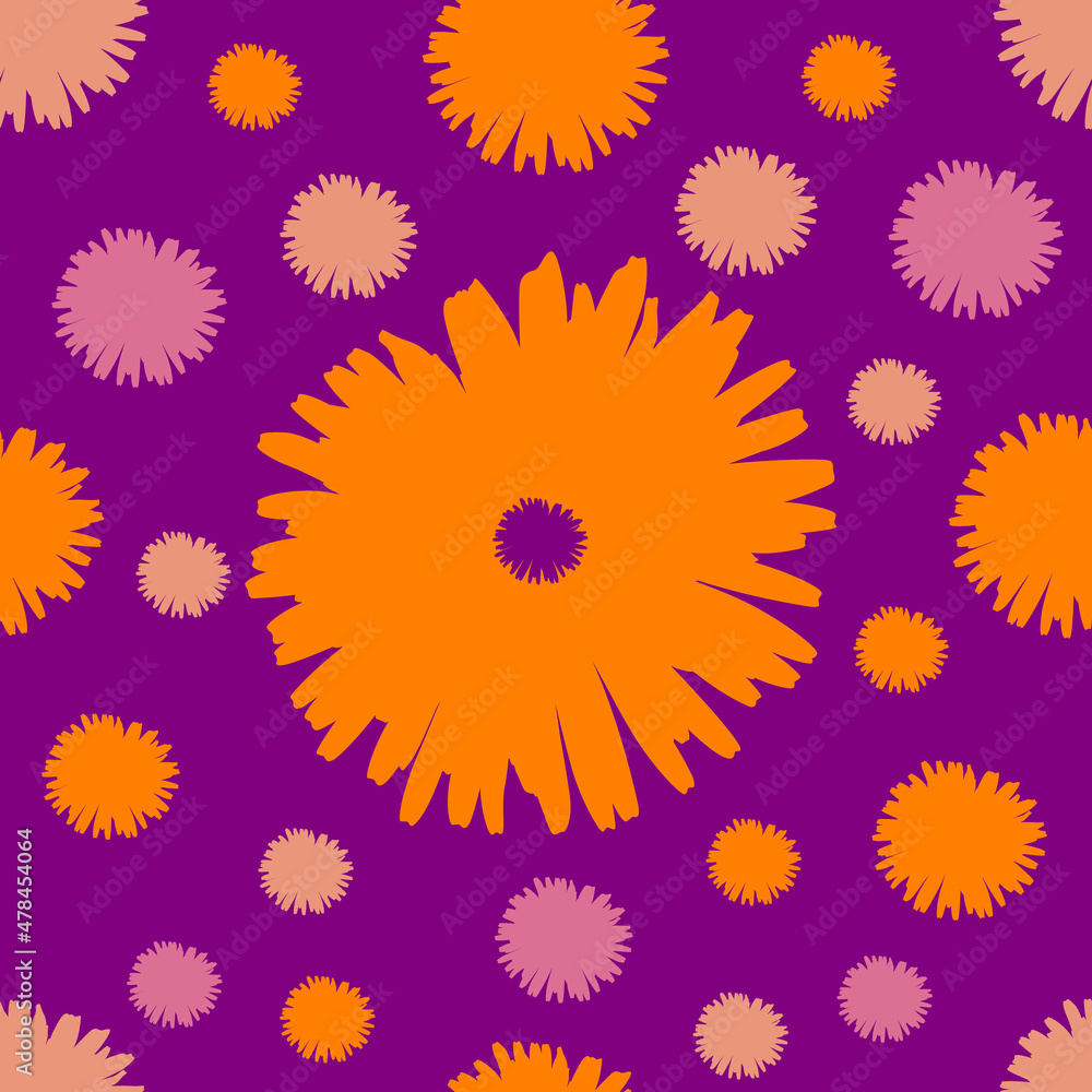 Flowers seamless pattern in purple background Flowers seamless pattern in purple background