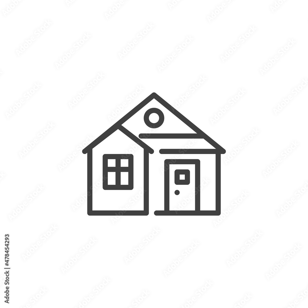 House with door and window line icon