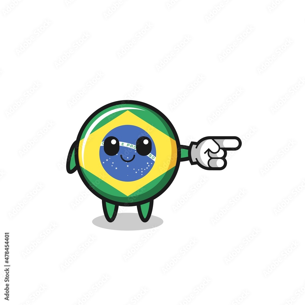 brazil flag mascot with pointing right gesture brazil flag mascot with pointing right gesture