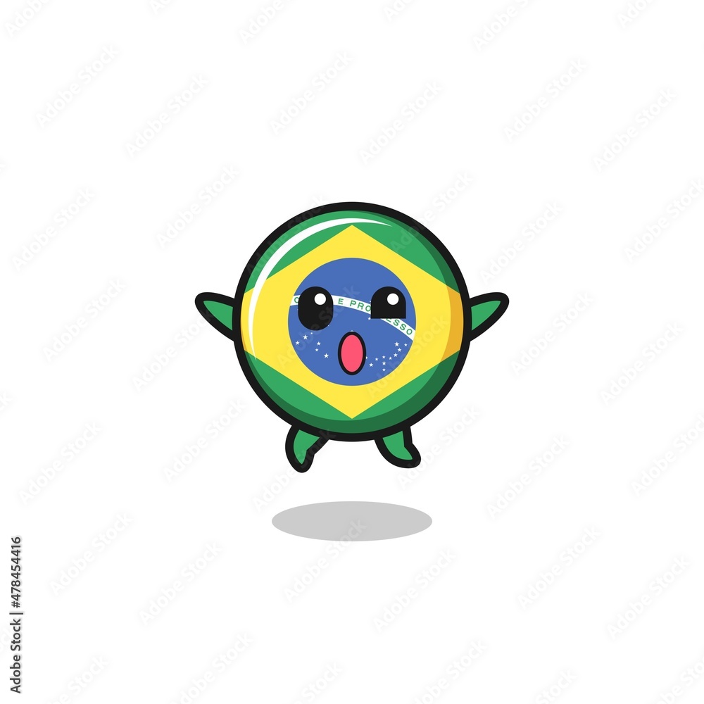 Fototapeta premium brazil flag character is jumping gesture