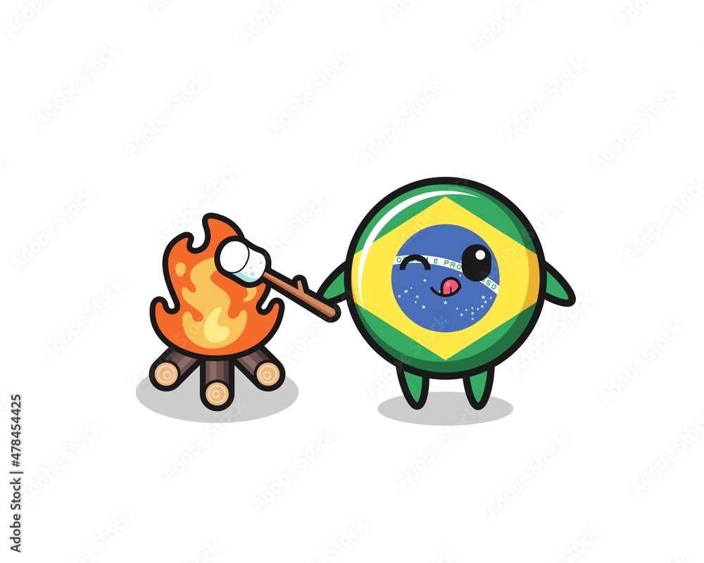 brazil flag character is burning marshmallow brazil flag character is burning marshmallow