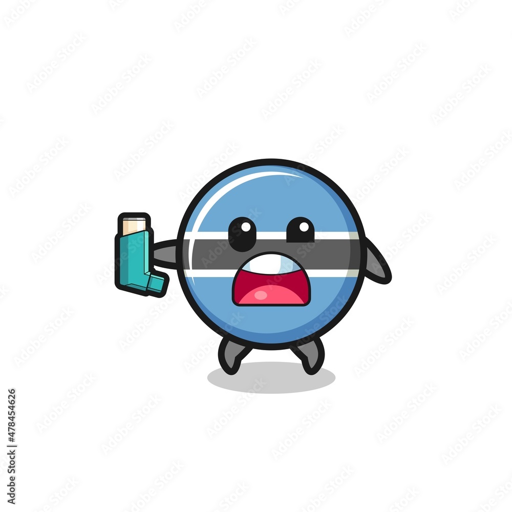 Obraz premium botswana flag mascot having asthma while holding the inhaler