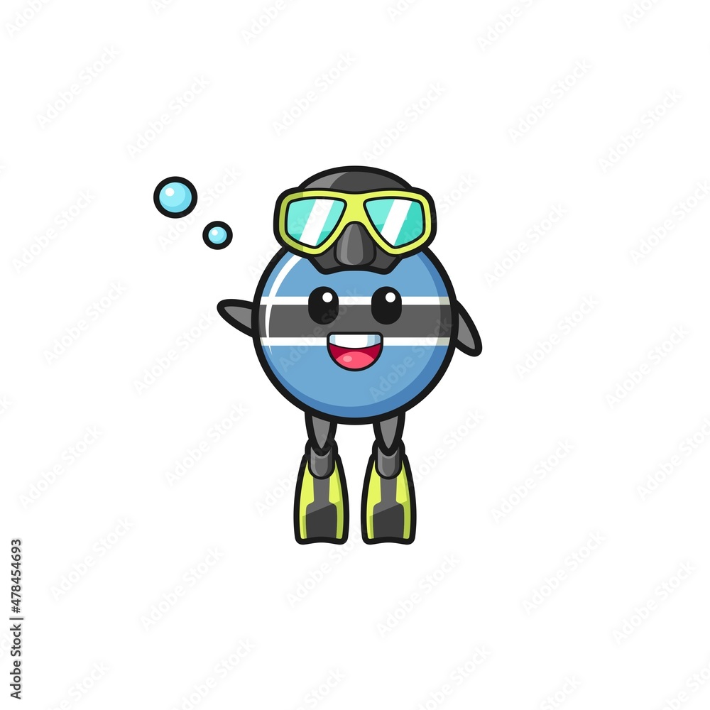 the botswana flag diver cartoon character