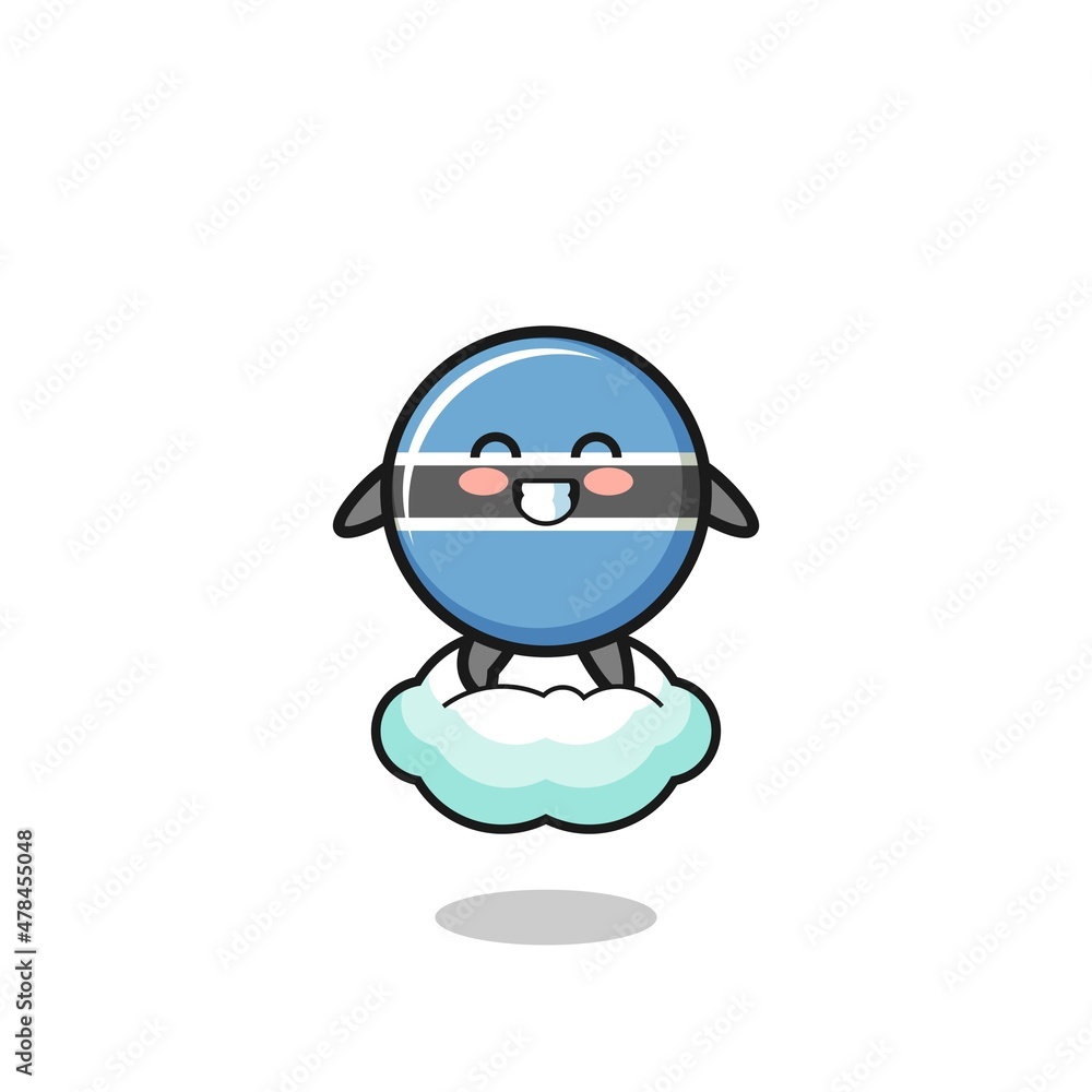 Obraz premium cute botswana flag illustration riding a floating cloud