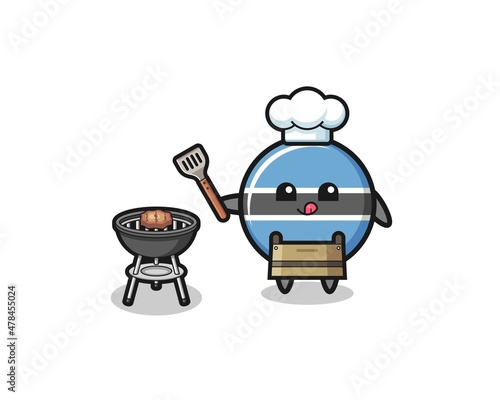 botswana flag barbeque chef with a grill