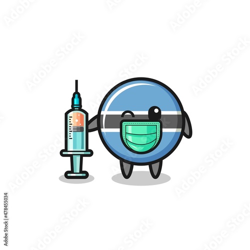 botswana flag mascot as vaccinator
