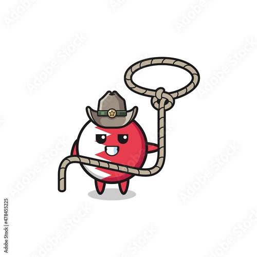 the bahrain flag cowboy with lasso rope