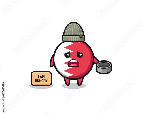 cute bahrain flag beggar cartoon character