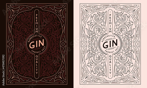 Template decorative label for gin and other alcohol drink