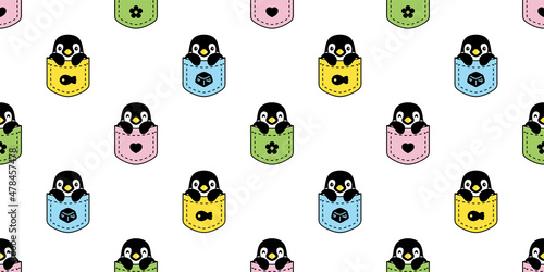 Wallpaper Mural penguin Seamless pattern pocket bird vector cartoon doodle scarf isolated tile background repeat wallpaper illustration design Torontodigital.ca