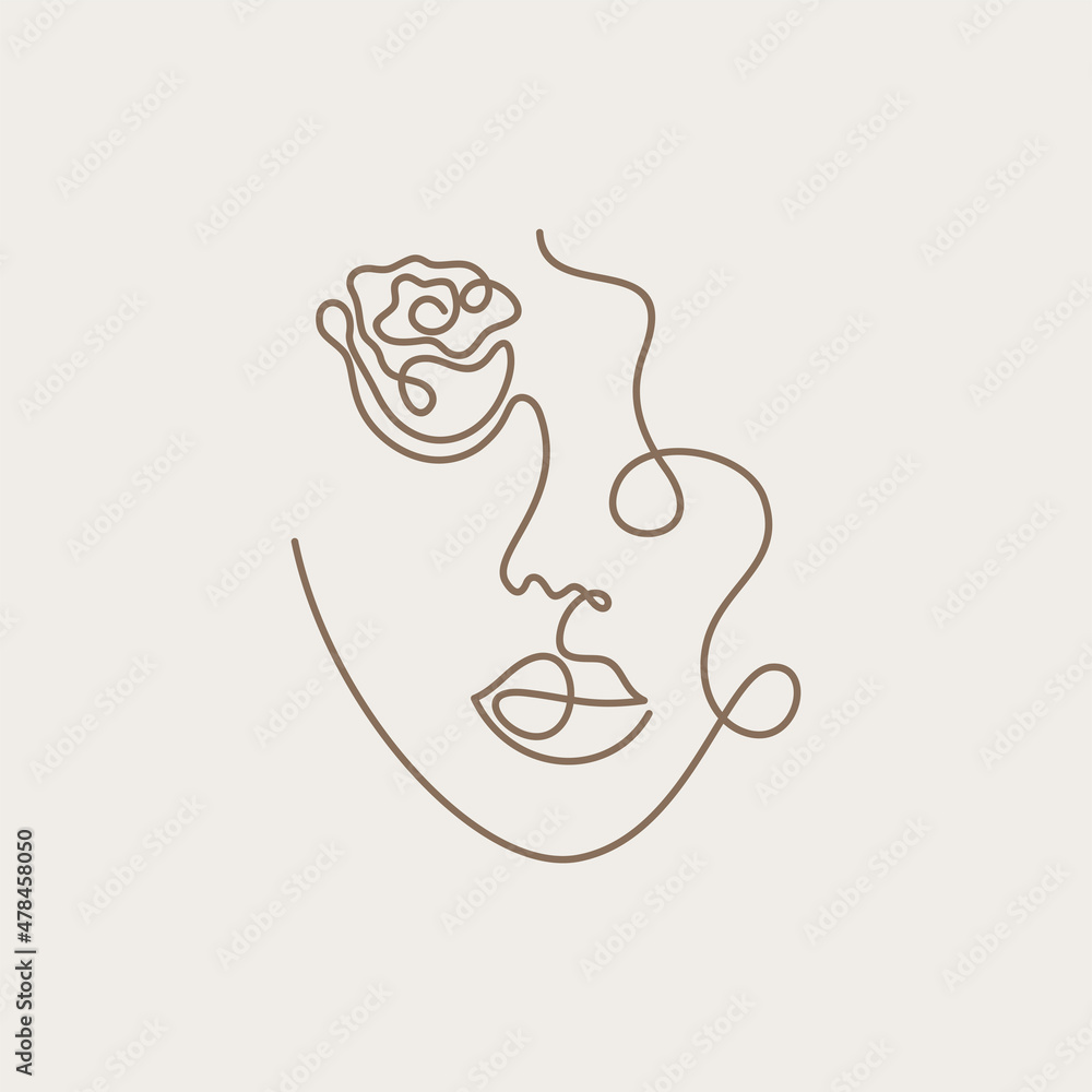 Elegant woman face in single line art style with flowers.Continuous line art in minimalist style for printing, tattoos, posters, textiles, cards etc. Beautiful fashion woman face vector illustration
Elegant woman face in single line art style with flowers.Continuous line art in minimalist style for printing, tattoos, posters, textiles, cards etc. Beautiful fashion woman face vector illustration