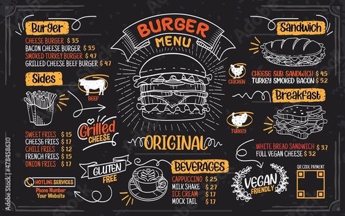 Burger Sandwich Menu Icon Element Set Vector Design