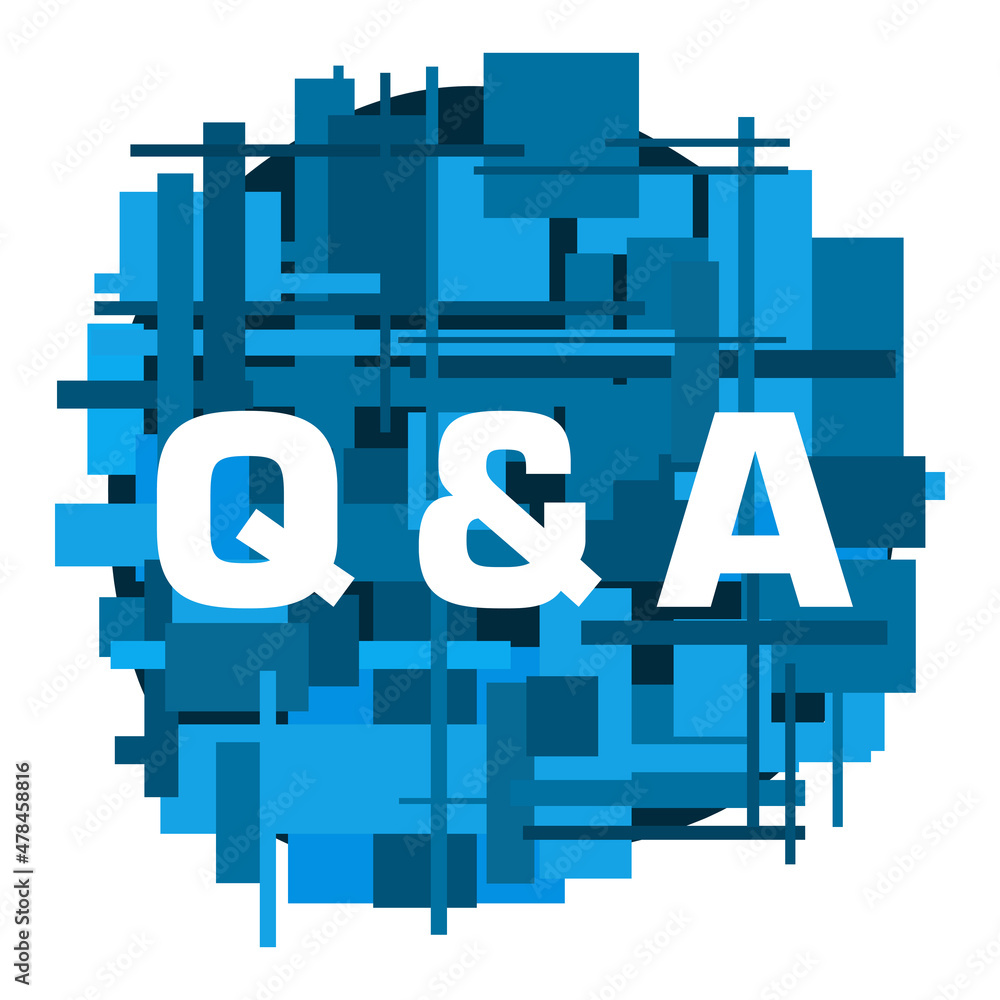 Q And A - Questions And Answers Blue Random Squares Circle Isolated Text Q And A - Questions And Answers Blue Random Squares Circle Isolated Text