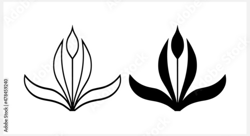 Vintage flower element isolated.  Lotus. Vector stock illustration. EPS 10