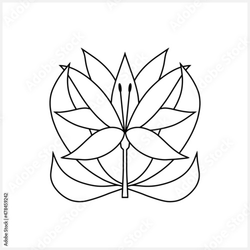 Lotus flower with leaf icon isolated. Sketch vector stock illustration. EPS 10
